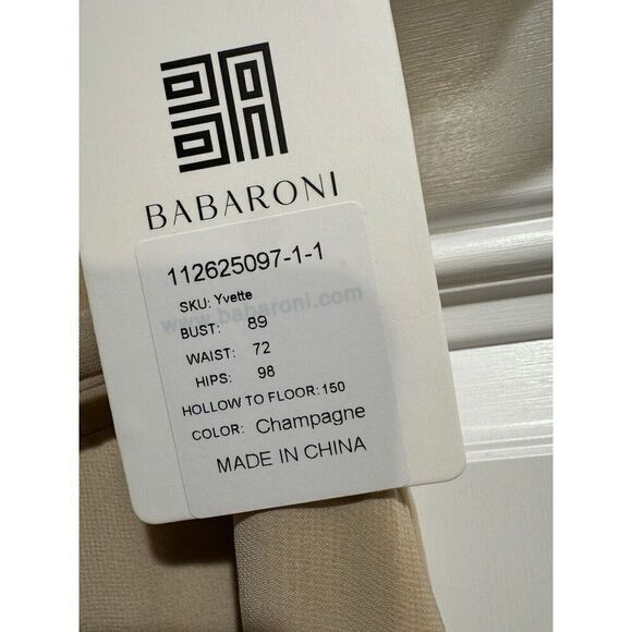 Babaroni Yvette Full Length Chiffon Dress Champagne Size 6 NWT Flutter Women’s - Picture 10 of 12